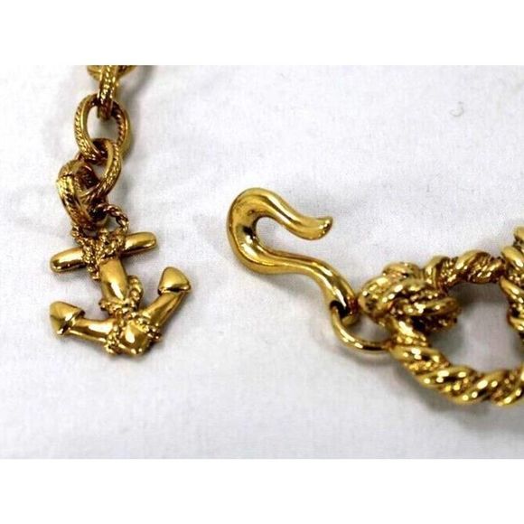 Vintage Nautical Theme Anchor Gold Tone Necklace GKJL approx 19.5" Long - Picture 6 of 8